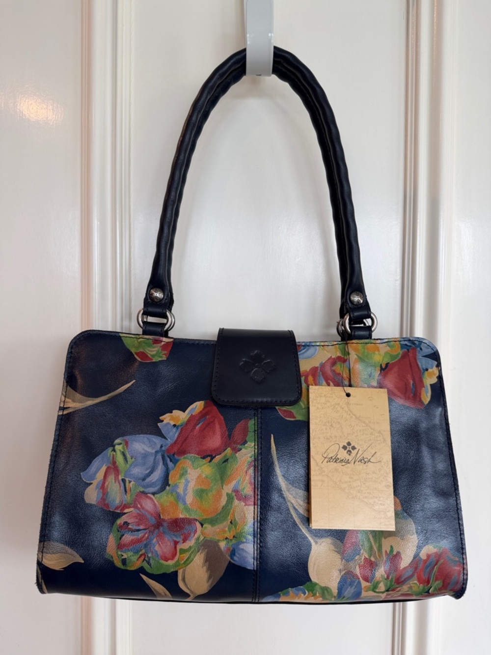 NWT Patricia Nash Navy Floral Leather Bag